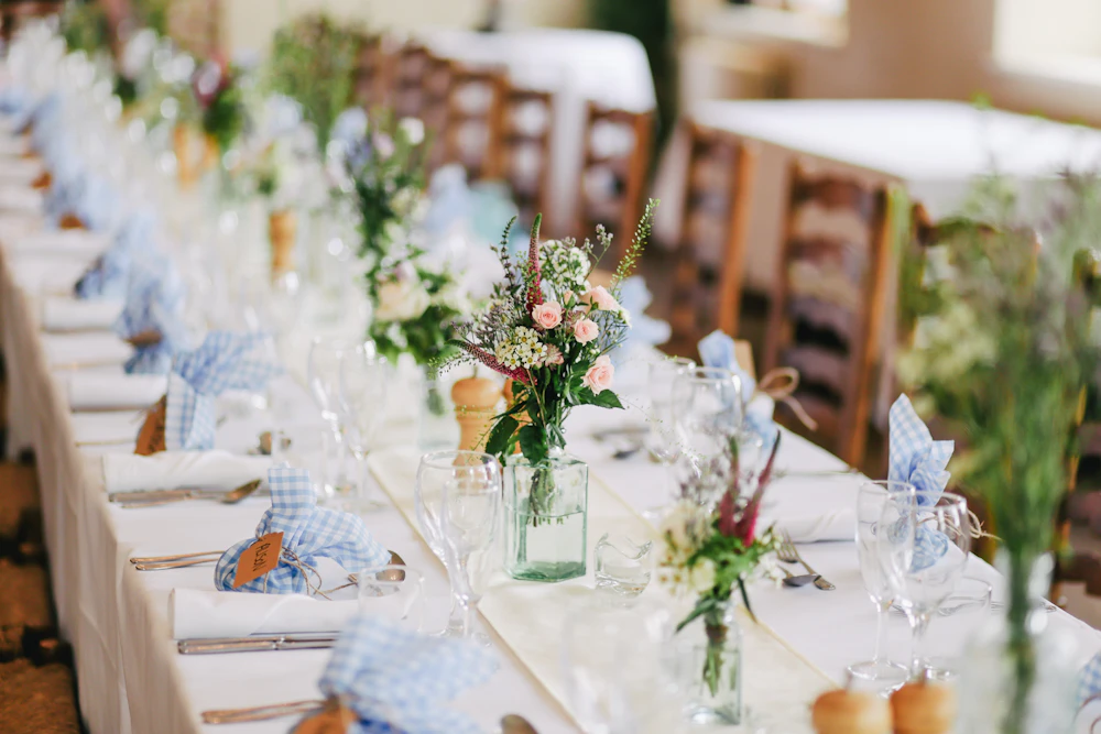 Beautifully set wedding reception table